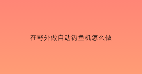 在野外做自动钓鱼机怎么做