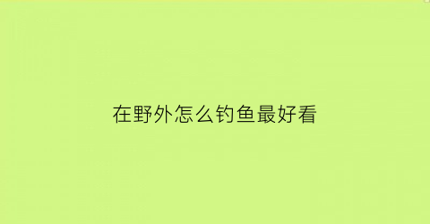 在野外怎么钓鱼最好看(在野外如何钓大鱼)