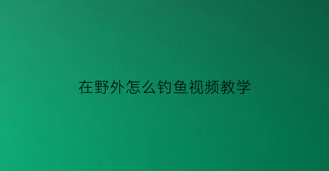 在野外怎么钓鱼视频教学