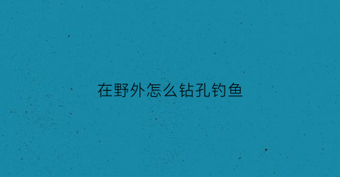 在野外怎么钻孔钓鱼(在野外怎么钻孔钓鱼竿)