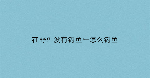 “在野外没有钓鱼杆怎么钓鱼(野外钓鱼没有铅皮怎么办)