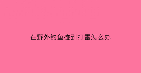 在野外钓鱼碰到打雷怎么办(野外打雷了怎么办)