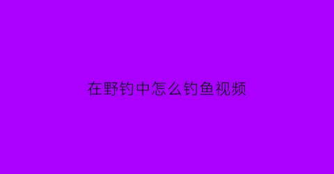 “在野钓中怎么钓鱼视频(在野钓中怎么钓鱼视频教程)