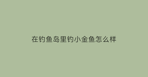 在钓鱼岛里钓小金鱼怎么样(钓鱼岛在哪里呀)