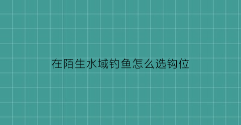 “在陌生水域钓鱼怎么选钩位(到陌生水域如何选择钓位)