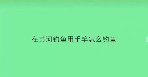 在黄河钓鱼用手竿怎么钓鱼(黄河手杆钓鱼用什么鱼饵)
