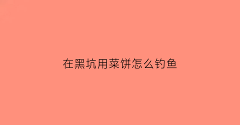 “在黑坑用菜饼怎么钓鱼(在黑坑用菜饼怎么钓鱼视频)