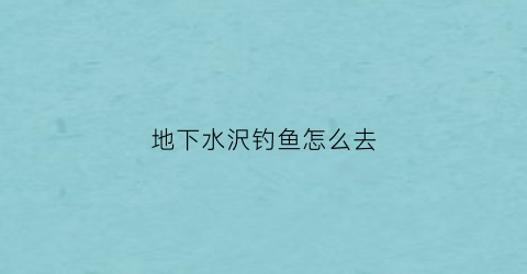 地下水沢钓鱼怎么去(如何获取地下水)