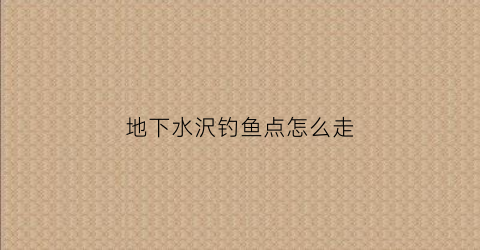 地下水沢钓鱼点怎么走(地下水怎么获得)
