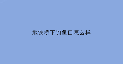 地铁桥下钓鱼口怎么样(铁路桥下钓鱼)