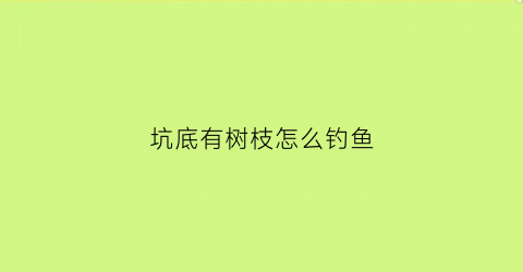 坑底有树枝怎么钓鱼