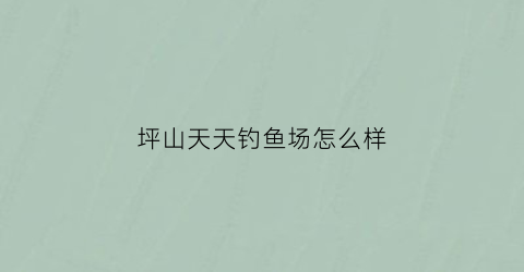 坪山天天钓鱼场怎么样