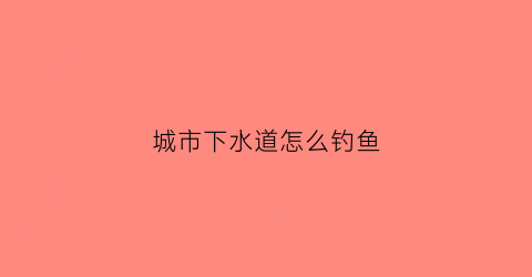 “城市下水道怎么钓鱼(城市下水道真的很大吗)