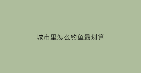 “城市里怎么钓鱼最划算(小市钓鱼)