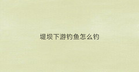 堤坝下游钓鱼怎么钓(水下堤坝)