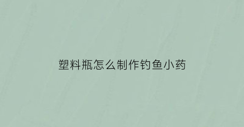 塑料瓶怎么制作钓鱼小药(塑料瓶子钓鱼)