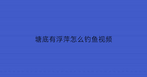 塘底有浮萍怎么钓鱼视频(塘底有浮萍怎么钓鱼视频教学)