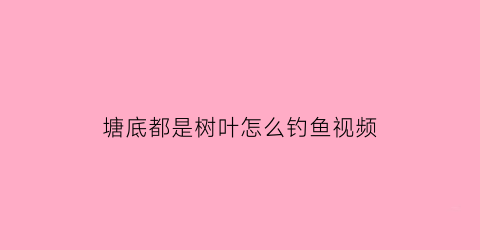 “塘底都是树叶怎么钓鱼视频(塘底都是树叶怎么钓鱼视频讲解)