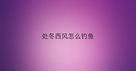 处冬西风怎么钓鱼