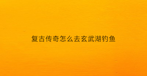 复古传奇怎么去玄武湖钓鱼(复古传奇怎么在挑战地图挂机)