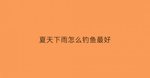 夏天下雨怎么钓鱼最好(夏天下雨天钓鱼技巧口诀)