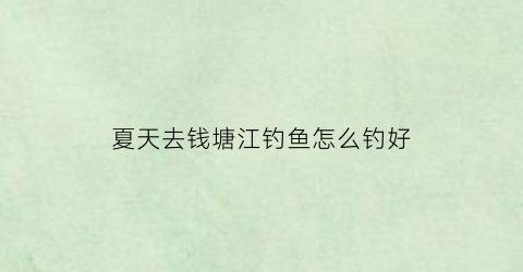 夏天去钱塘江钓鱼怎么钓好(钱塘江钓点在哪里)