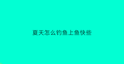 夏天怎么钓鱼上鱼快些(夏天怎么钓鱼口比较好)