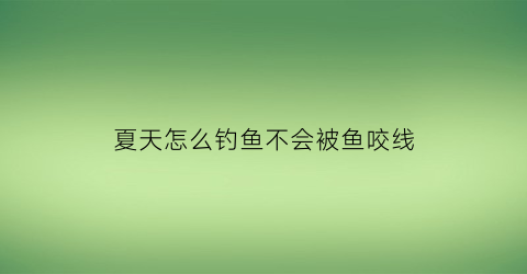 “夏天怎么钓鱼不会被鱼咬线(夏天怎样钓到鱼)