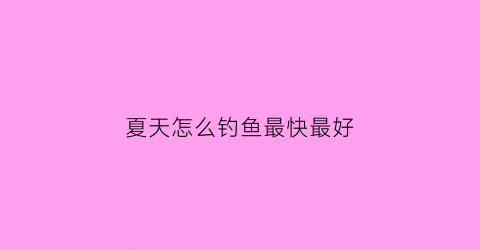 夏天怎么钓鱼最快最好(夏天怎样钓鱼)