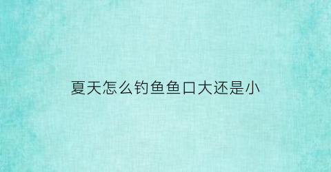 夏天怎么钓鱼鱼口大还是小(夏天钓鱼鱼口不好是怎回事)