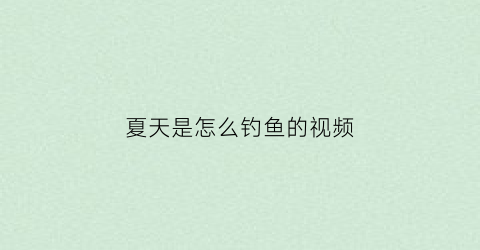 夏天是怎么钓鱼的视频(夏天怎样钓鱼)