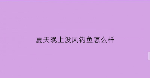 “夏天晚上没风钓鱼怎么样(夏天夜钓有风能钓到鱼吗)