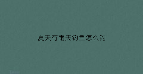 夏天有雨天钓鱼怎么钓