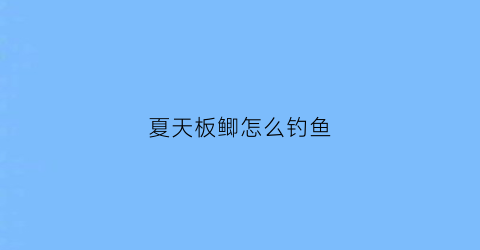 夏天板鲫怎么钓鱼(夏天钓大板鲫用什么商品饵)