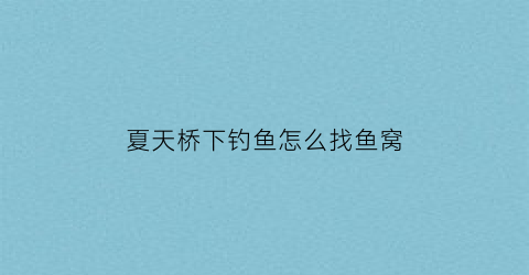 夏天桥下钓鱼怎么找鱼窝(夏季大桥下面钓鱼)