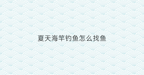 夏天海竿钓鱼怎么找鱼(夏天海竿怎么钓大鱼)