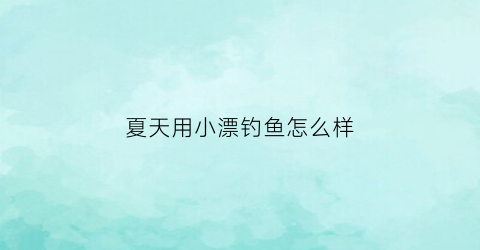 夏天用小漂钓鱼怎么样(夏天用小漂钓鱼怎么样好钓吗)