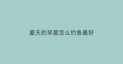 夏天的早晨怎么钓鱼最好(夏天的早上好钓鱼吗)