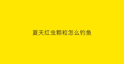 夏天红虫颗粒怎么钓鱼