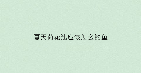夏天荷花池应该怎么钓鱼(荷花池怎么钓草鱼)