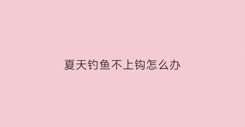 夏天钓鱼不上钩怎么办(夏天钓鱼没口是什么情况)