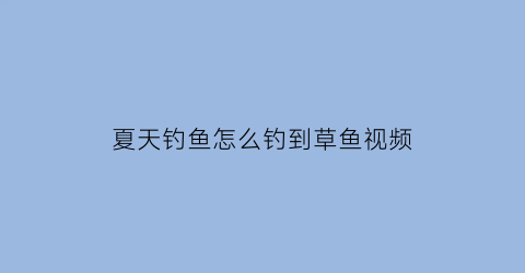 夏天钓鱼怎么钓到草鱼视频