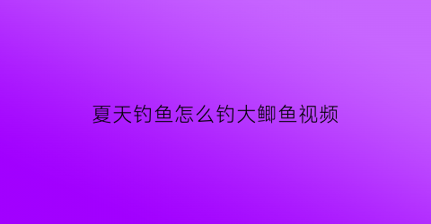 夏天钓鱼怎么钓大鲫鱼视频