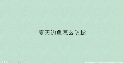夏天钓鱼怎么防蛇