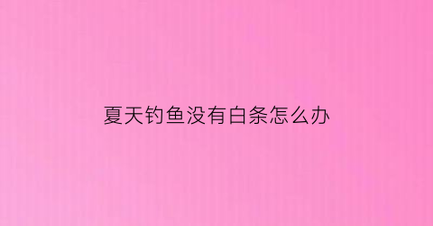 夏天钓鱼没有白条怎么办(夏天钓鱼没有白条怎么办视频)