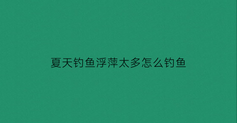 夏天钓鱼浮萍太多怎么钓鱼(钓鱼去浮萍)