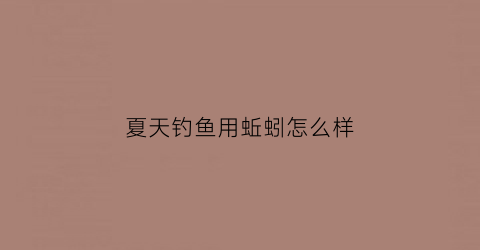 夏天钓鱼用蚯蚓怎么样(夏天钓鱼用蚯蚓怎么样好钓吗)