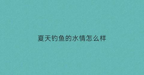 “夏天钓鱼的水情怎么样(夏天钓鱼水深好还是水浅好)