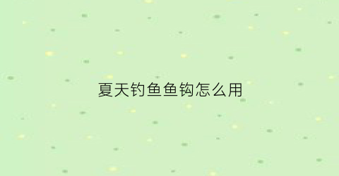 夏天钓鱼鱼钩怎么用(夏天野钓鱼钩)