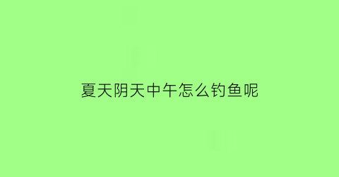 夏天阴天中午怎么钓鱼呢(阴天中午能钓到鱼吗)